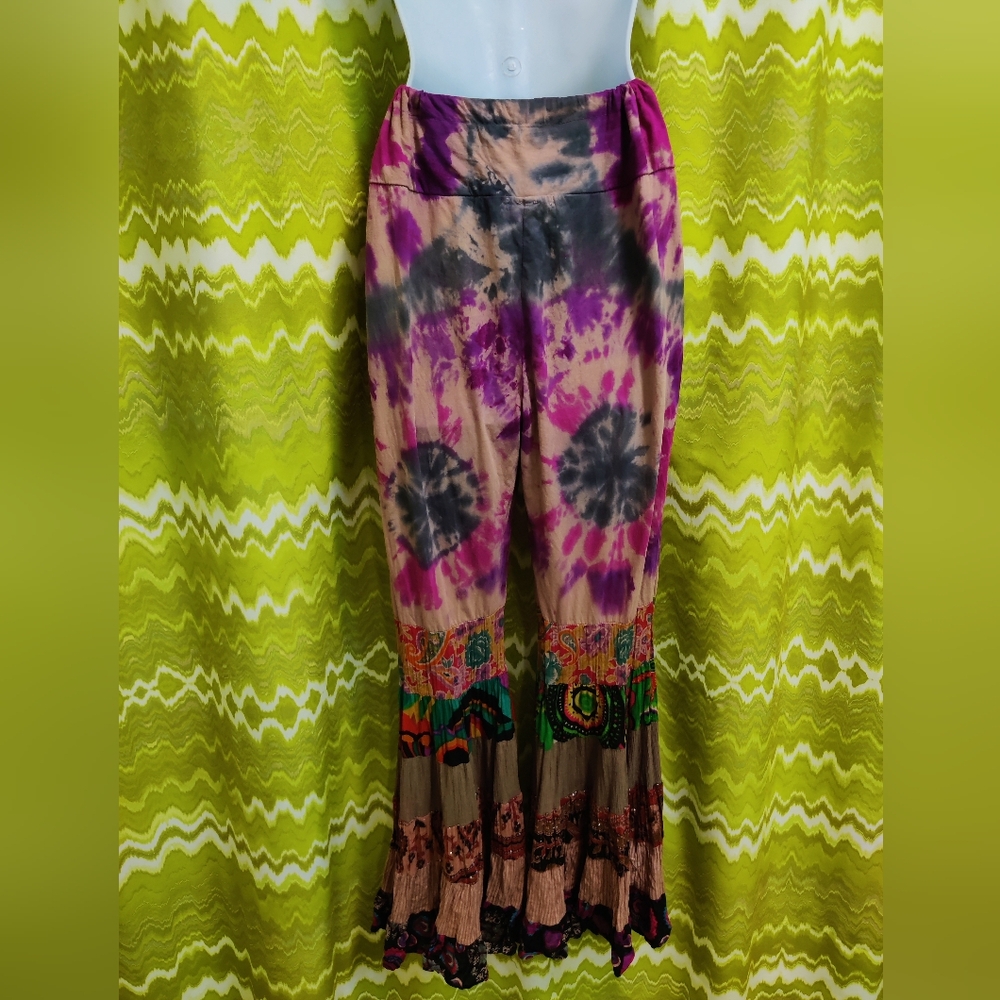 Tie-dye Patchwork Bell Bottom Flares - Picture 2 of 7